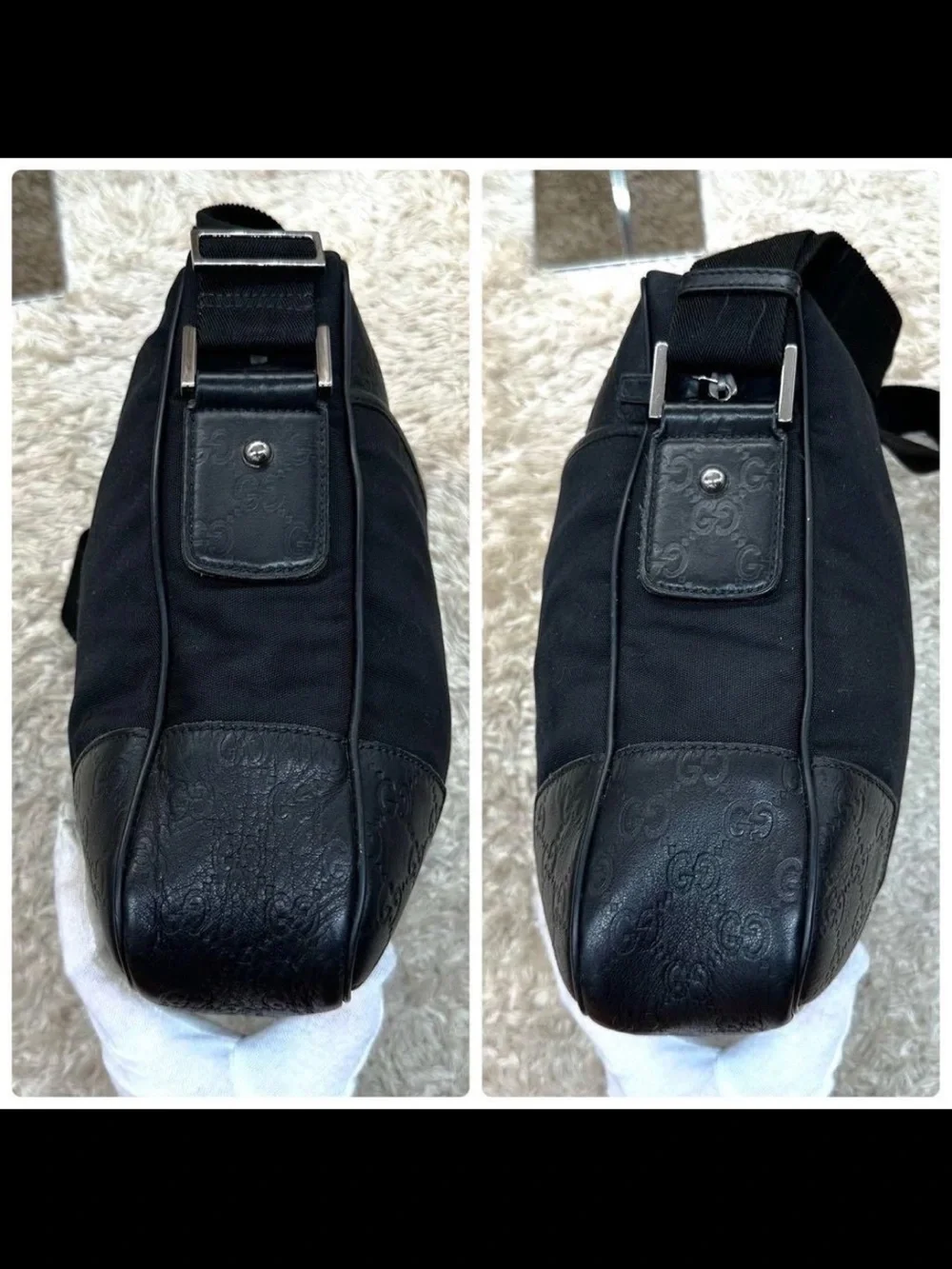 Gucci Black Nylon and Leather Messenger Bag